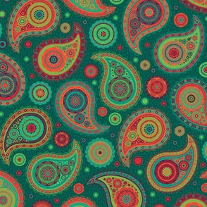 Poppin' Paisley - Red & Teal