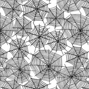 spider web // black and white creepy october spooky scary halloween fabric