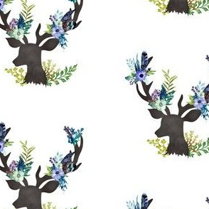 Deer in Blue - 4" fabric