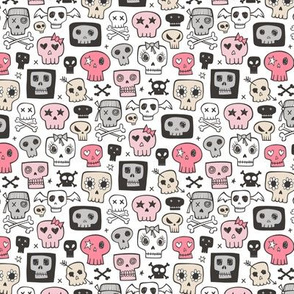 Skulls In Pink 1 inch small tiny