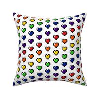 Rainbow 8-Bit Pixel Hearts On White - 2