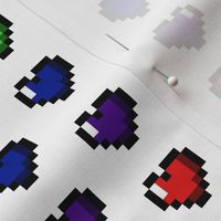 Rainbow 8-Bit Pixel Hearts On White - 2