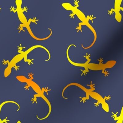 gecko party on dark blue