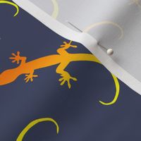 gecko party on dark blue