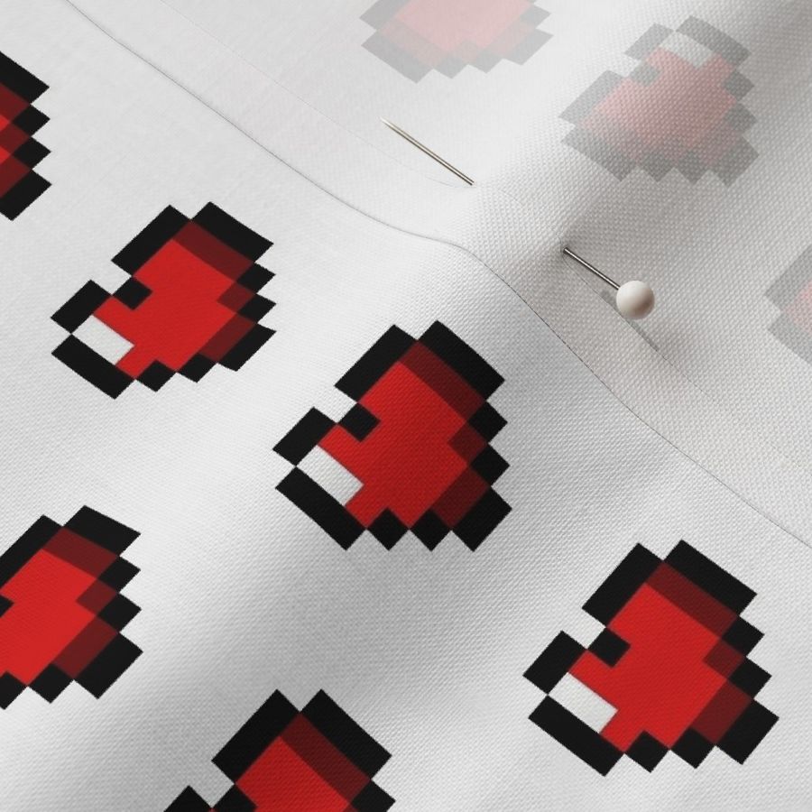 Red 8-Bit Pixel Hearts On White (2)