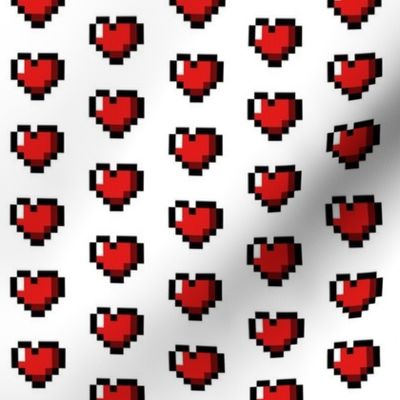 Red 8-Bit Pixel Hearts On White (2)