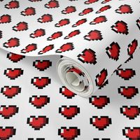 Red 8-Bit Pixel Hearts On White (2)