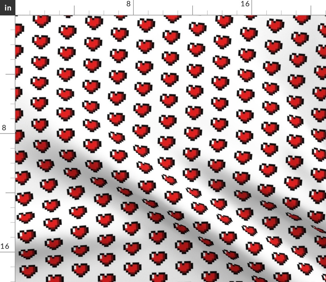 Red 8-Bit Pixel Hearts On White (2)