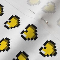 Yellow 8-Bit Pixel Hearts On White