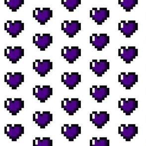 Purple 8-Bit Pixel Hearts On White