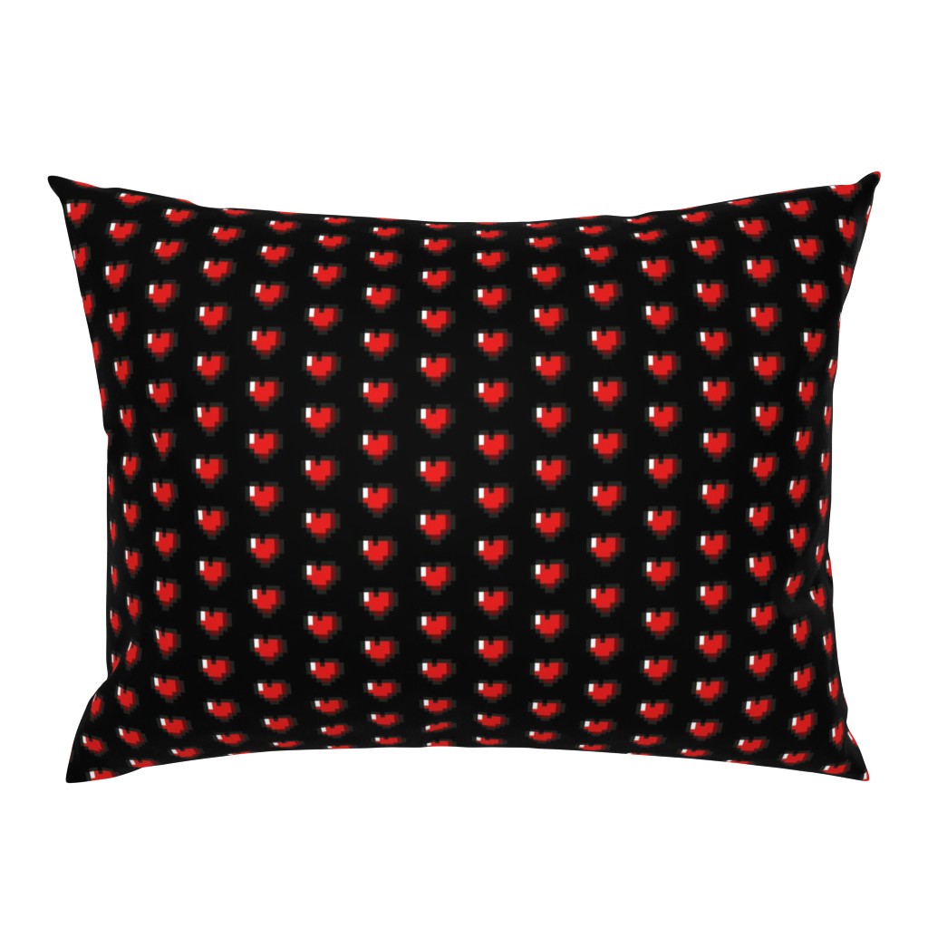 Red 8-Bit Pixel Hearts On Black (2)