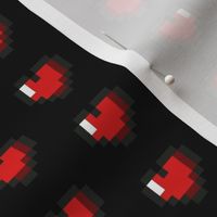 Red 8-Bit Pixel Hearts On Black (2)