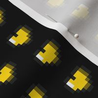 Yellow 8-Bit Pixel Hearts On Black