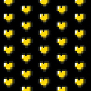 Yellow 8-Bit Pixel Hearts On Black