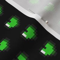 Green 8-Bit Pixel Hearts On Black