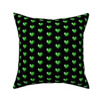 Green 8-Bit Pixel Hearts On Black