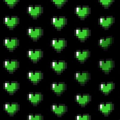 Green 8-Bit Pixel Hearts On Black