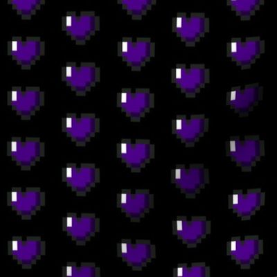 Purple 8-Bit Pixel Hearts On Black