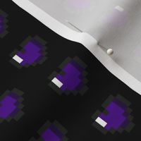 Purple 8-Bit Pixel Hearts On Black