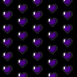 Purple 8-Bit Pixel Hearts On Black