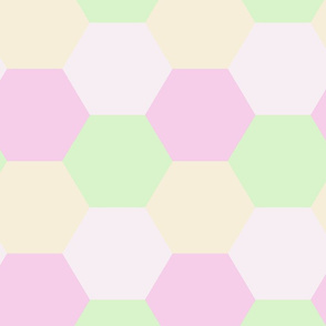 hexagon_quilt_in_complimentary pink_green_beige
