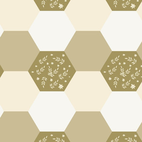 Monochromatic hexagon_quilt_brown