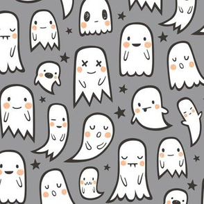 Ghosts and Stars Halloween on Grey