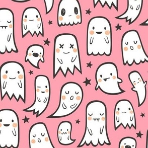 Ghosts and Stars Halloween on Pink