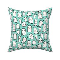 Ghosts and Stars Halloween on Mint Green