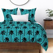 Black Palm Trees & Turtles on Aqua