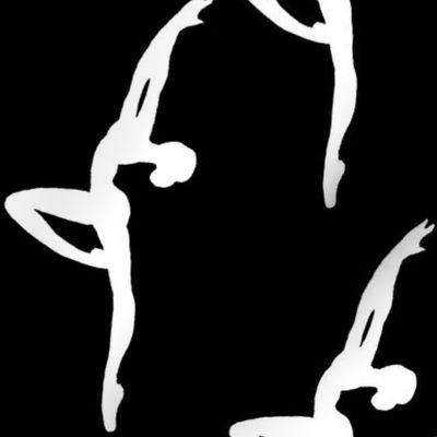 Ballet Dancers White on Black (large)