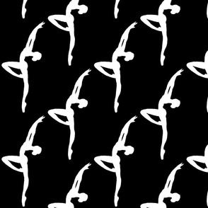 Ballet Dancers White on Black (large)