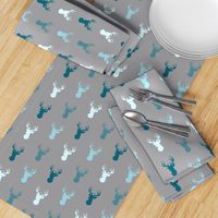 Deer - half scale - teal,blue,grey - Winslow Wood