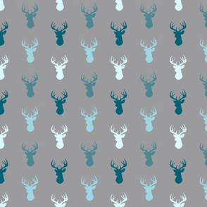 Deer - half scale - teal,blue,grey - Winslow Wood