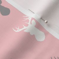 Deer- Half scale - Meadow sunrise - pink and grey