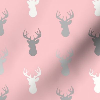 Deer- Half scale - Meadow sunrise - pink and grey