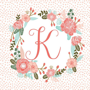 k monogram personalized flowers florals painted flowers girls sweet baby nursery