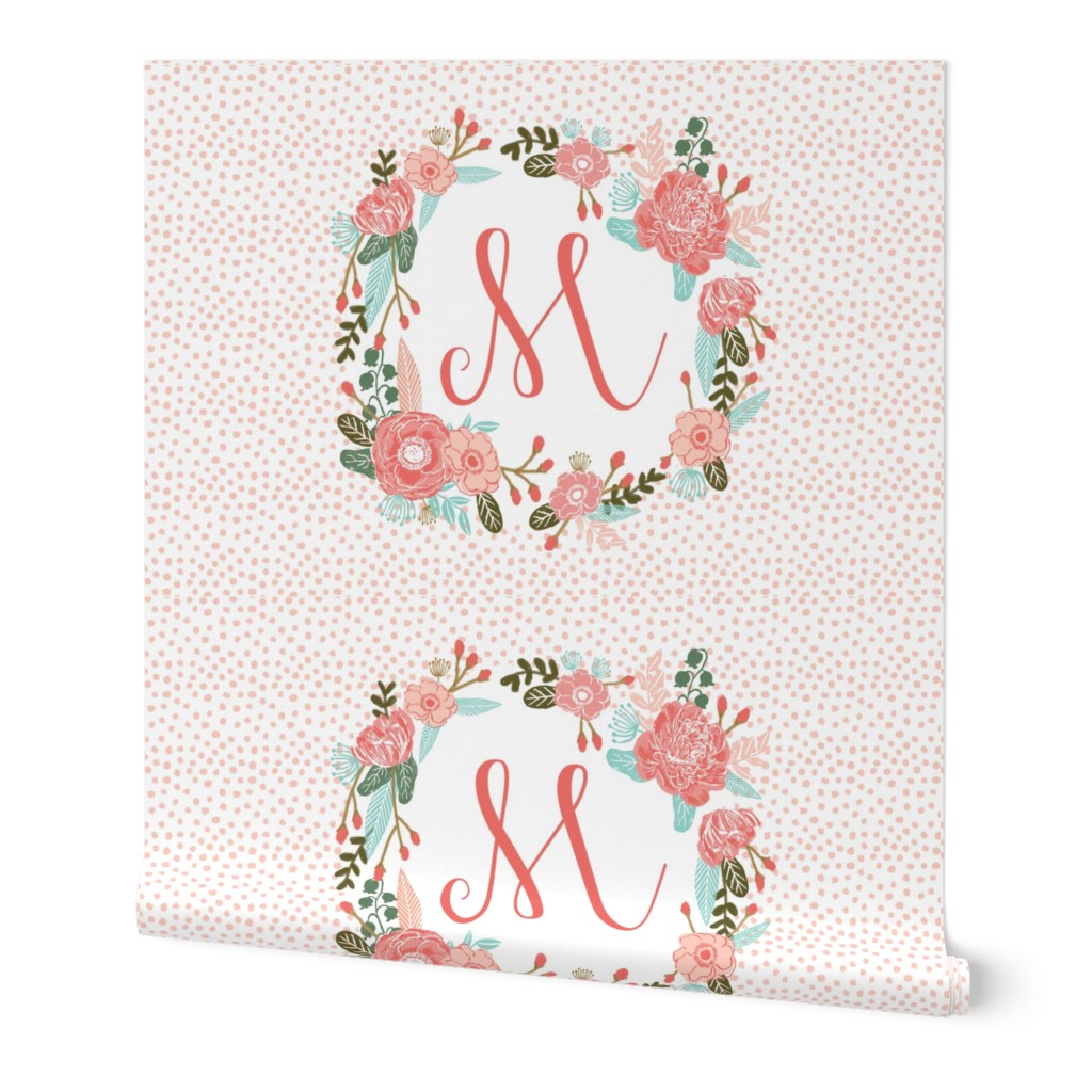 m monogram personalized flowers florals painted flowers girls sweet baby nursery