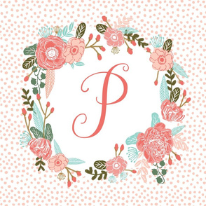 p monogram personalized flowers florals painted flowers girls sweet baby nursery