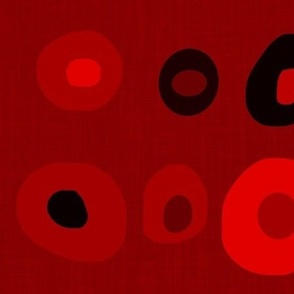 Large Hand Drawn Circles on Red Linen