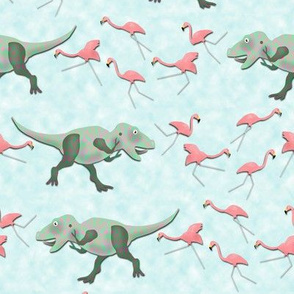 Tyrannosaurus Rex vs Lawn Flamingos
