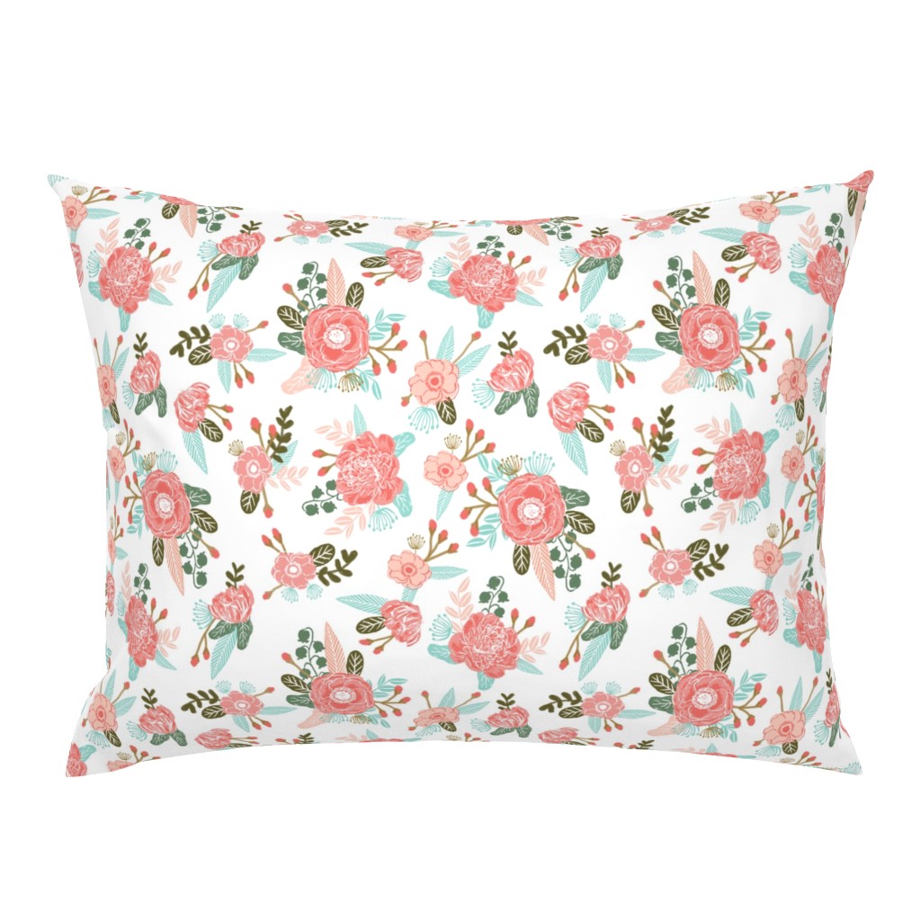 flowers florals girls blush coral pink sweet painted flowers 