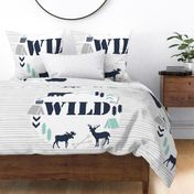 wild blanket nursery baby boy kids baby blanket minky navy mint blue