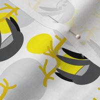 funny sloth on a branch, yellow, mustard,  gray, white background