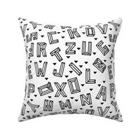 Geometric Alphabet Small // monochrome, letters, school, black and white, unisex, boy, girl, gender neutral, fun, happy, cool, rad, legit