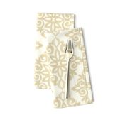 Modern Damask in Gold and Cream