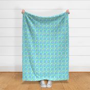 mermaid tail, scale, abstract geometric Scandinavian pattern aqua blue turquoise