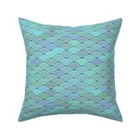 mermaid tail, scales, waves, sea, ocean, abstract geometric japanese asian pettern aqua blue turquoise