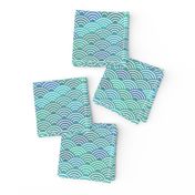 mermaid tail, scales, waves, sea, ocean, abstract geometric japanese asian pettern aqua blue turquoise