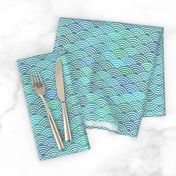 mermaid tail, scales, waves, sea, ocean, abstract geometric japanese asian pettern aqua blue turquoise